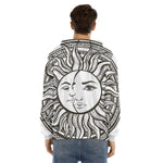 Bohemian Celestial Sun And Moon Print Men's Velvet Pullover Hoodie