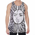 Bohemian Celestial Sun And Moon Print Men's Velvet Tank Top