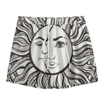 Bohemian Celestial Sun And Moon Print Mesh Shorts