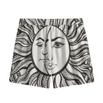 Bohemian Celestial Sun And Moon Print Mesh Shorts