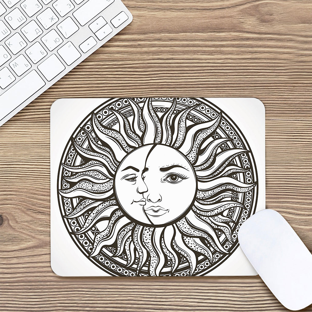 Bohemian Celestial Sun And Moon Print Mouse Pad