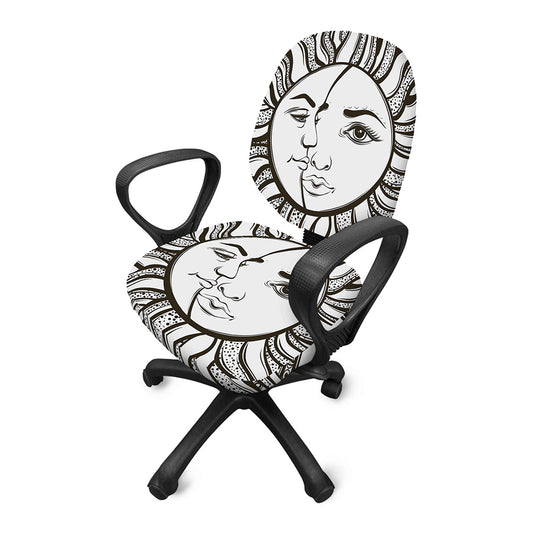 Bohemian Celestial Sun And Moon Print Office Chair Cover
