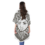 Bohemian Celestial Sun And Moon Print Open Front Beach Cover Up