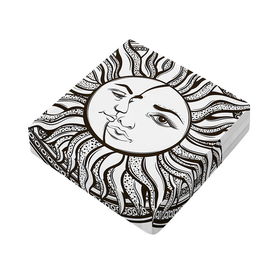 Bohemian Celestial Sun And Moon Print Outdoor Seat Cushion Cover