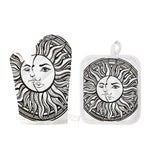 Bohemian Celestial Sun And Moon Print Oven Mitt And Pot Holder Set