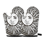 Bohemian Celestial Sun And Moon Print Oven Mitts