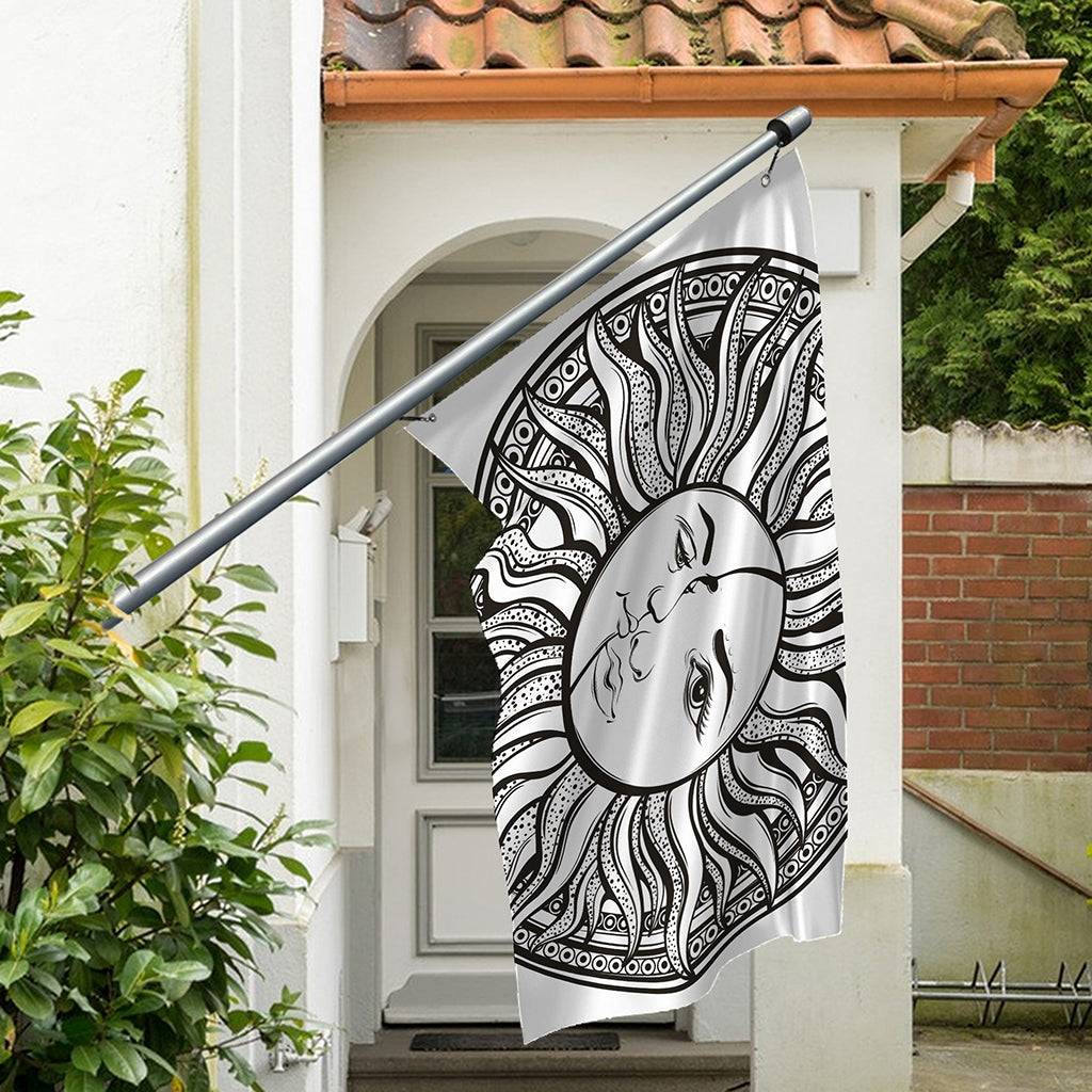 Bohemian Celestial Sun And Moon Print Polyester Flag