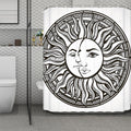 Bohemian Celestial Sun And Moon Print Polyester Shower Curtain