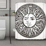 Bohemian Celestial Sun And Moon Print Polyester Shower Curtain