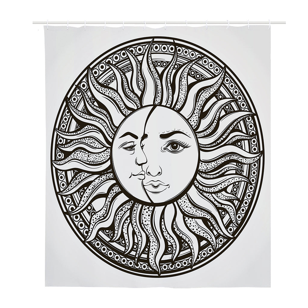 Bohemian Celestial Sun And Moon Print Polyester Shower Curtain