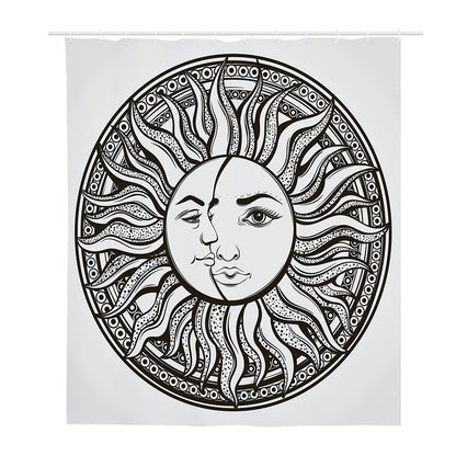 Bohemian Celestial Sun And Moon Print Polyester Shower Curtain