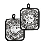 Bohemian Celestial Sun And Moon Print Pot Holders