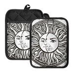 Bohemian Celestial Sun And Moon Print Pot Holders With Pocket