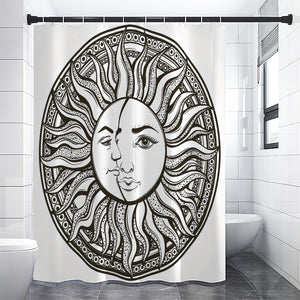 Bohemian Celestial Sun And Moon Print Premium Shower Curtain
