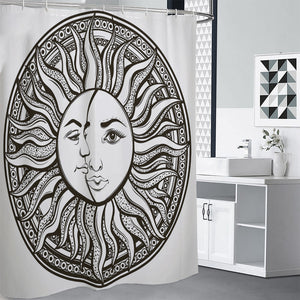 Bohemian Celestial Sun And Moon Print Premium Shower Curtain