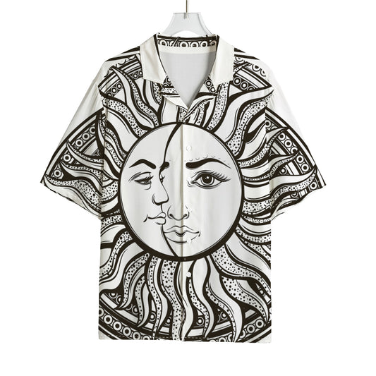 Bohemian Celestial Sun And Moon Print Rayon Hawaiian Shirt