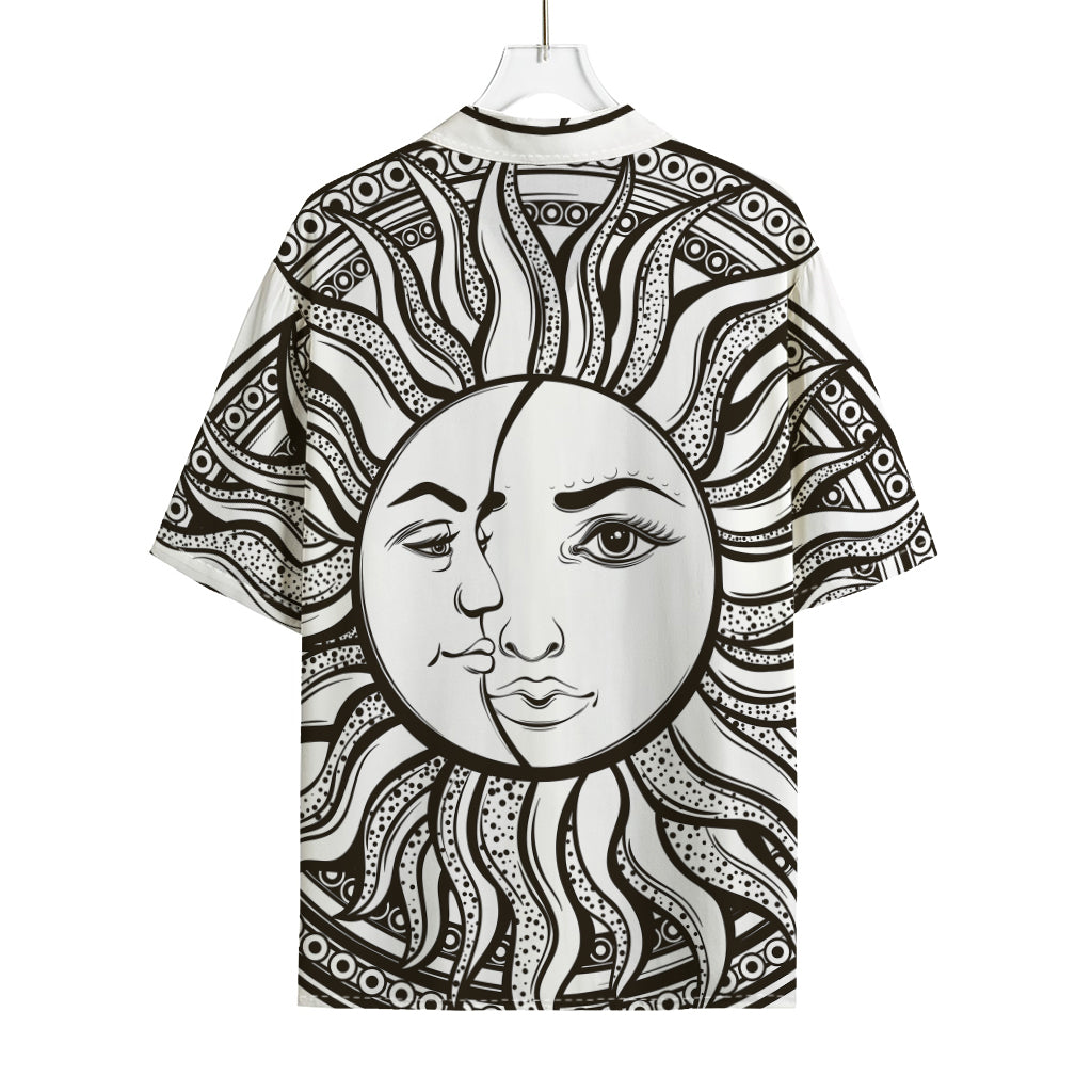 Bohemian Celestial Sun And Moon Print Rayon Hawaiian Shirt