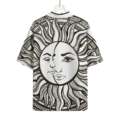 Bohemian Celestial Sun And Moon Print Rayon Hawaiian Shirt