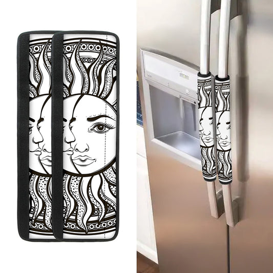 Bohemian Celestial Sun And Moon Print Refrigerator Handle Covers