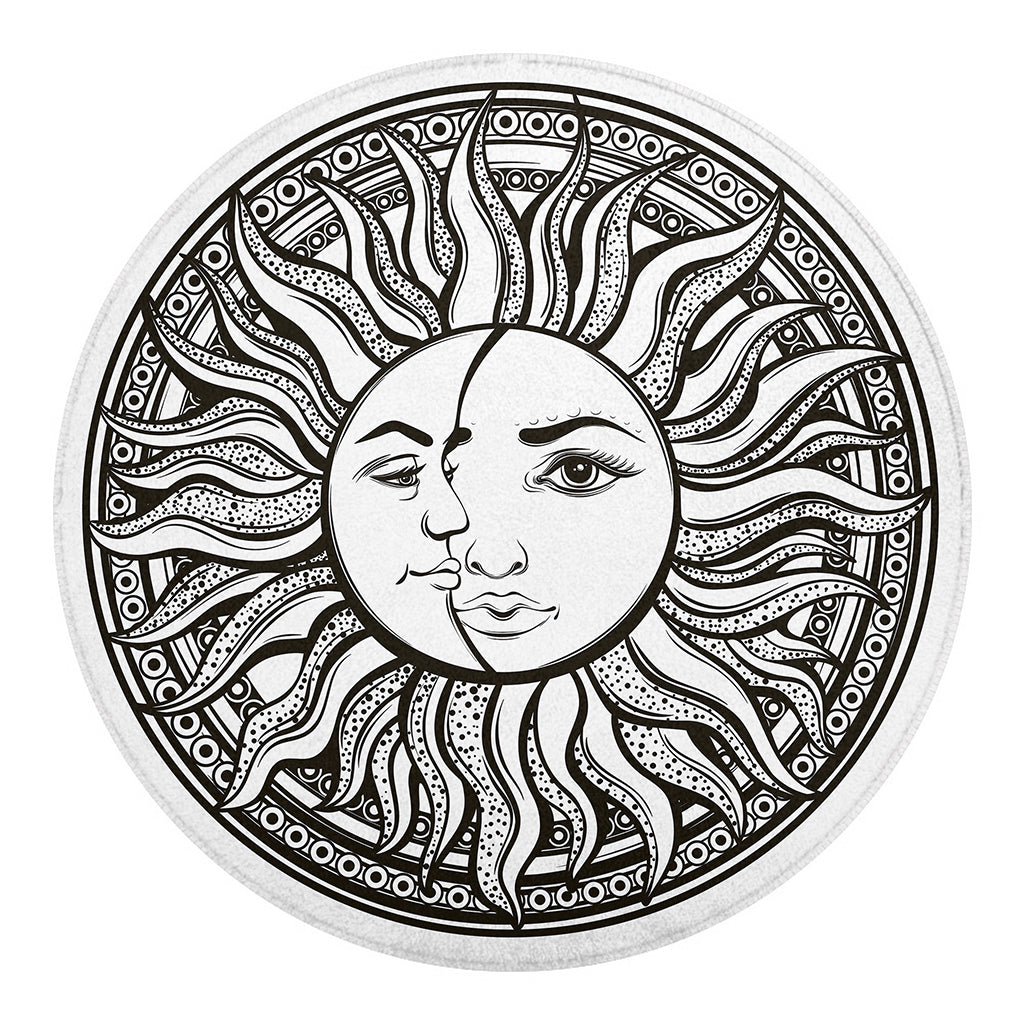 Bohemian Celestial Sun And Moon Print Round Blanket