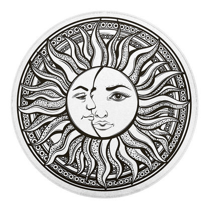 Bohemian Celestial Sun And Moon Print Round Blanket
