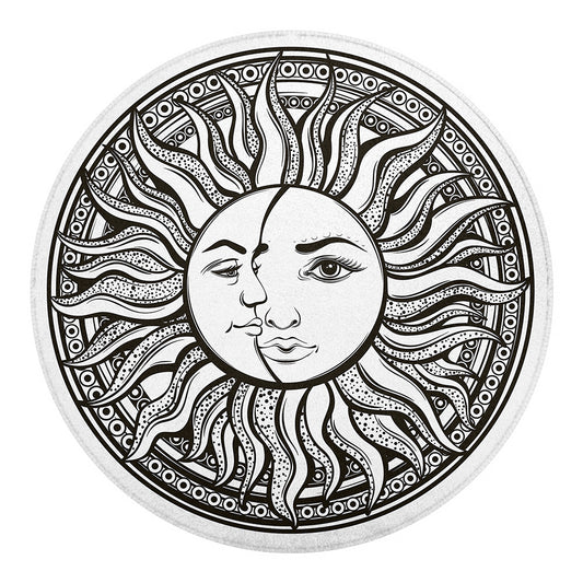 Bohemian Celestial Sun And Moon Print Round Blanket