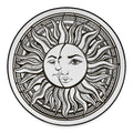 Bohemian Celestial Sun And Moon Print Round Floor Mat