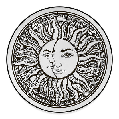 Bohemian Celestial Sun And Moon Print Round Floor Mat
