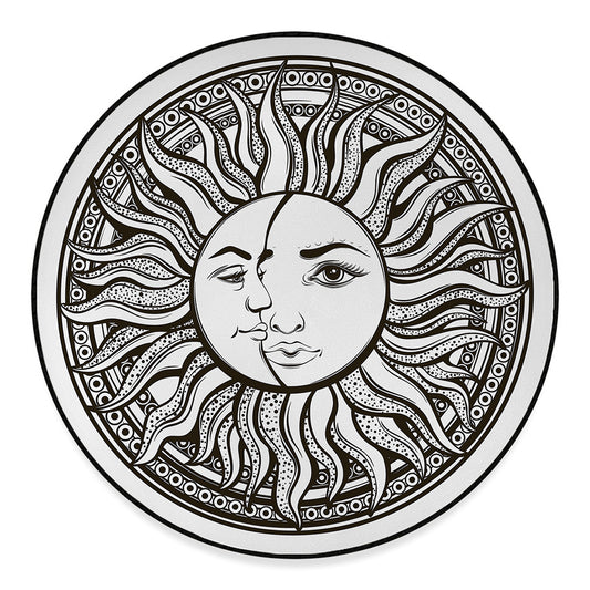 Bohemian Celestial Sun And Moon Print Round Floor Mat