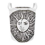 Bohemian Celestial Sun And Moon Print Round Laundry Basket
