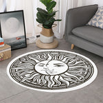 Bohemian Celestial Sun And Moon Print Round Rug