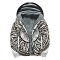 Bohemian Celestial Sun And Moon Print Sherpa Lined Zip Up Hoodie
