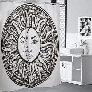 Bohemian Celestial Sun And Moon Print Shower Curtain