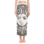 Bohemian Celestial Sun And Moon Print Side Slit Maxi Skirt