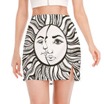 Bohemian Celestial Sun And Moon Print Side Slit Mini Skirt
