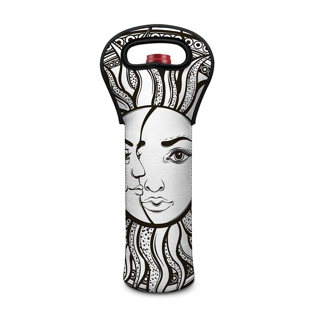 Bohemian Celestial Sun And Moon Print Single Neoprene Wine Tote