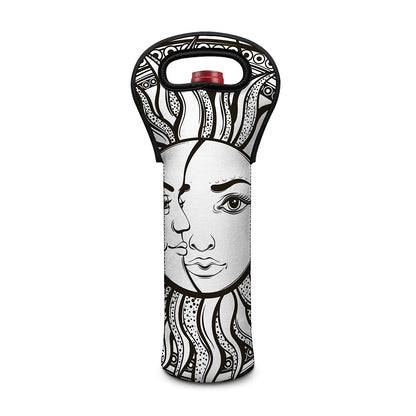 Bohemian Celestial Sun And Moon Print Single Neoprene Wine Tote