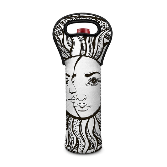 Bohemian Celestial Sun And Moon Print Single Neoprene Wine Tote