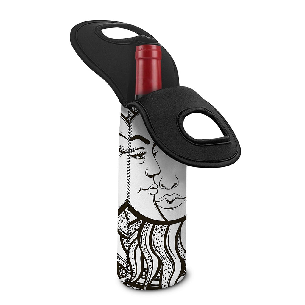 Bohemian Celestial Sun And Moon Print Single Neoprene Wine Tote
