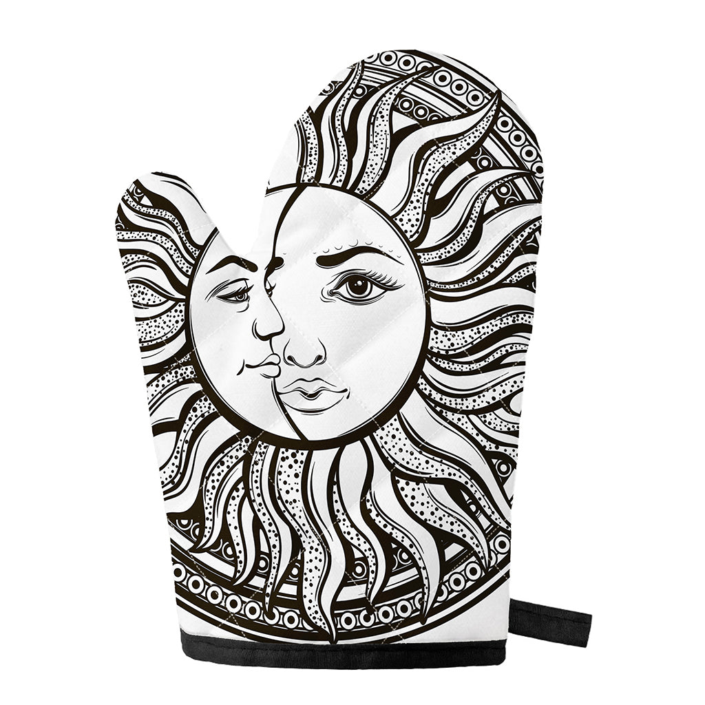 Bohemian Celestial Sun And Moon Print Single Oven Mitt