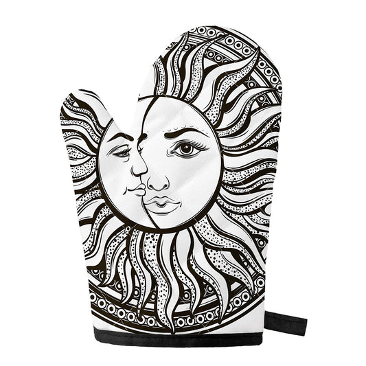 Bohemian Celestial Sun And Moon Print Single Oven Mitt