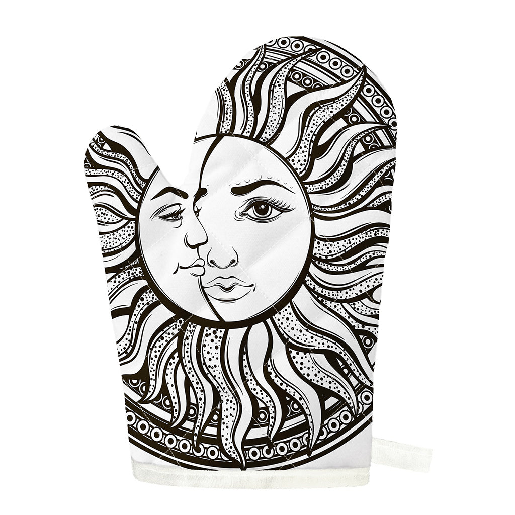Bohemian Celestial Sun And Moon Print Single Oven Mitt