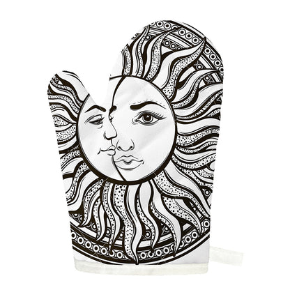Bohemian Celestial Sun And Moon Print Single Oven Mitt
