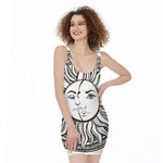 Bohemian Celestial Sun And Moon Print Sleeveless Bodycon Dress
