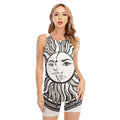 Bohemian Celestial Sun And Moon Print Sleeveless One Piece Swimsuit