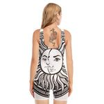 Bohemian Celestial Sun And Moon Print Sleeveless One Piece Swimsuit