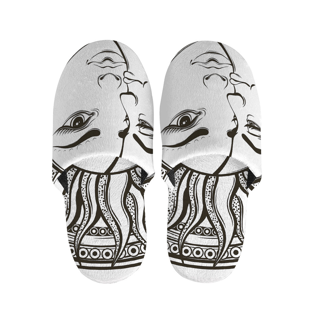 Bohemian Celestial Sun And Moon Print Slippers