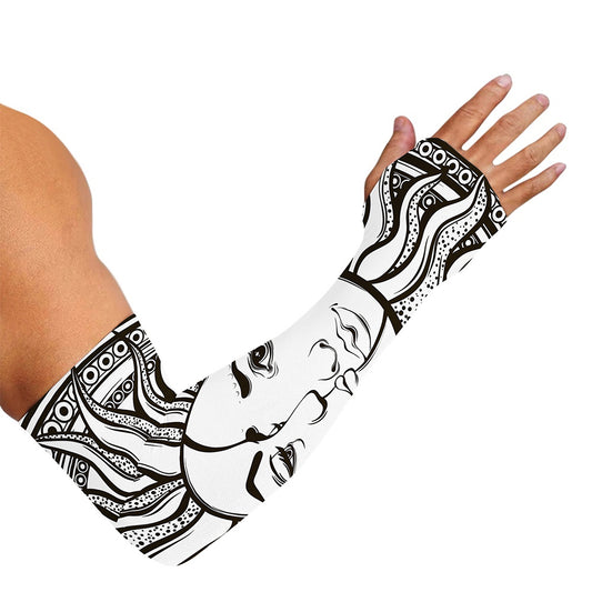 Bohemian Celestial Sun And Moon Print Sun Protection Arm Sleeves