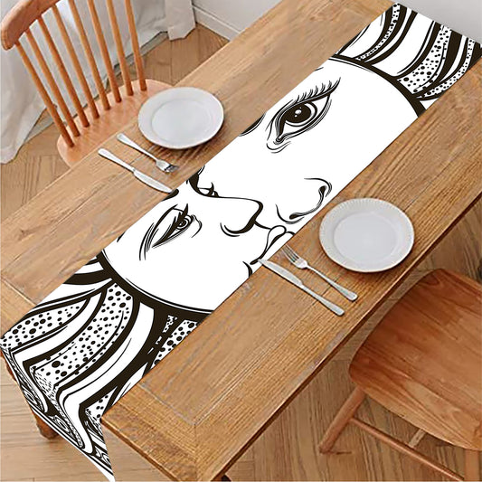 Bohemian Celestial Sun And Moon Print Table Runner