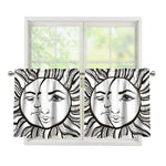 Bohemian Celestial Sun And Moon Print Tier Curtains